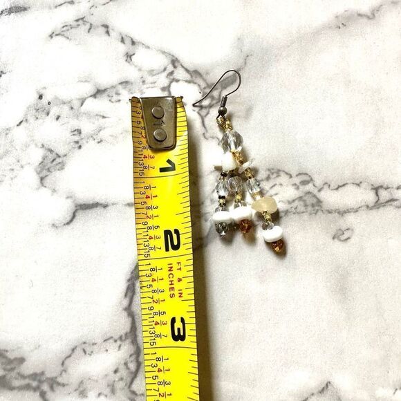 Crystal white beaded drop earrings - Picture 7 of 7